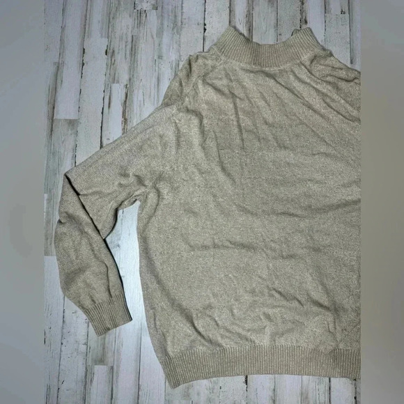 Joseph Abboud Joe Sweater Shirt Men XL Beige Quarter Neck Zip Classic Cotton - Picture 13 of 13